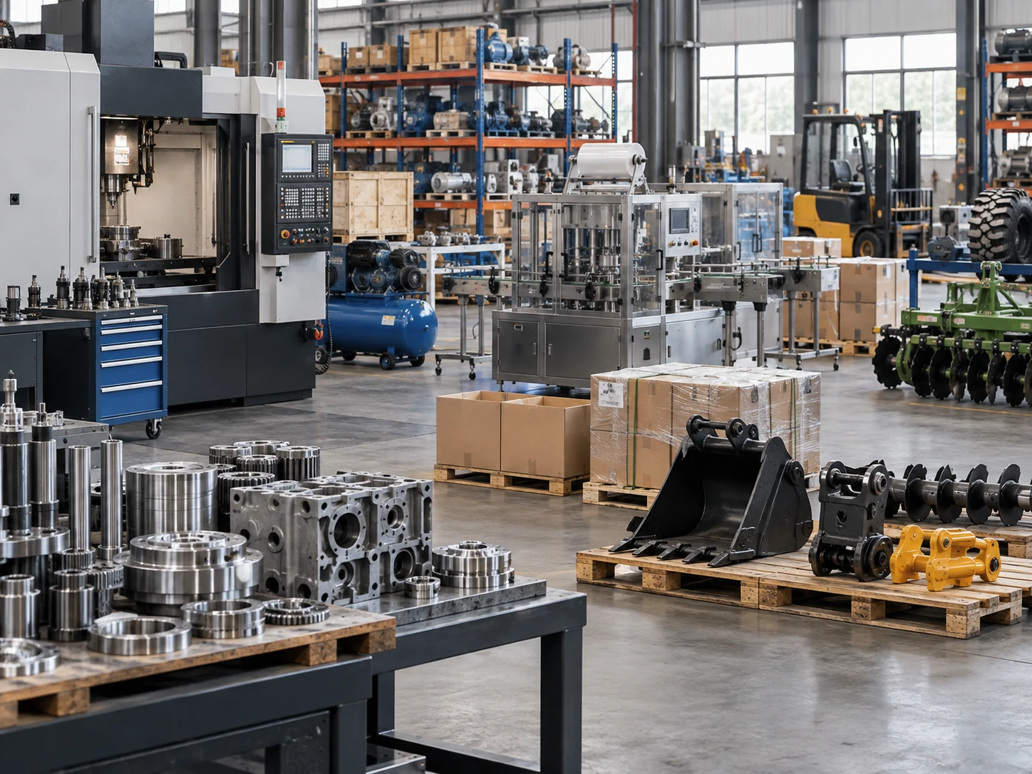Industrial machinery, equipment parts and workshop inventory in China